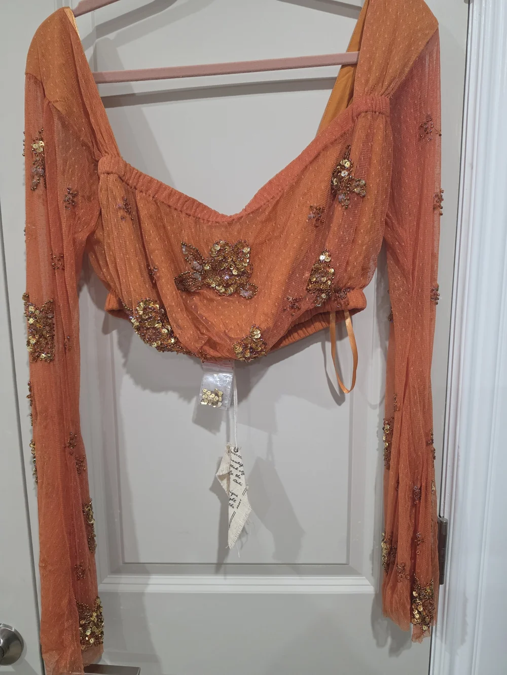 Free People Summer Spice Top In Orange XL NWT